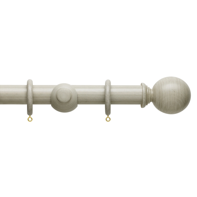 Hallis Origin Wooden Curtain Pole 35mm Flint Grey with Ball Finial