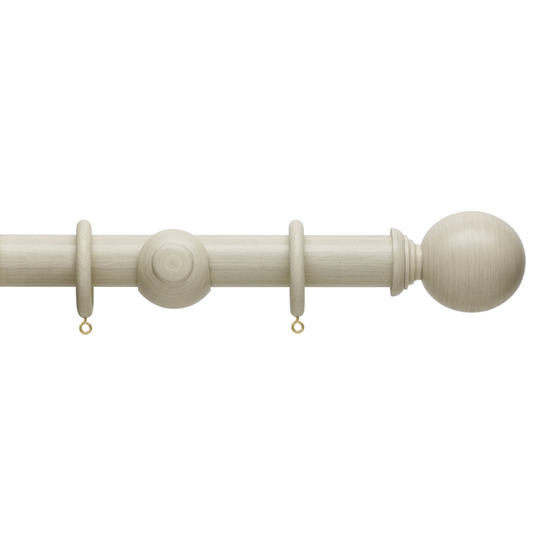 Hallis Origin Wooden Curtain Pole 35mm Limestone with Ball Finial