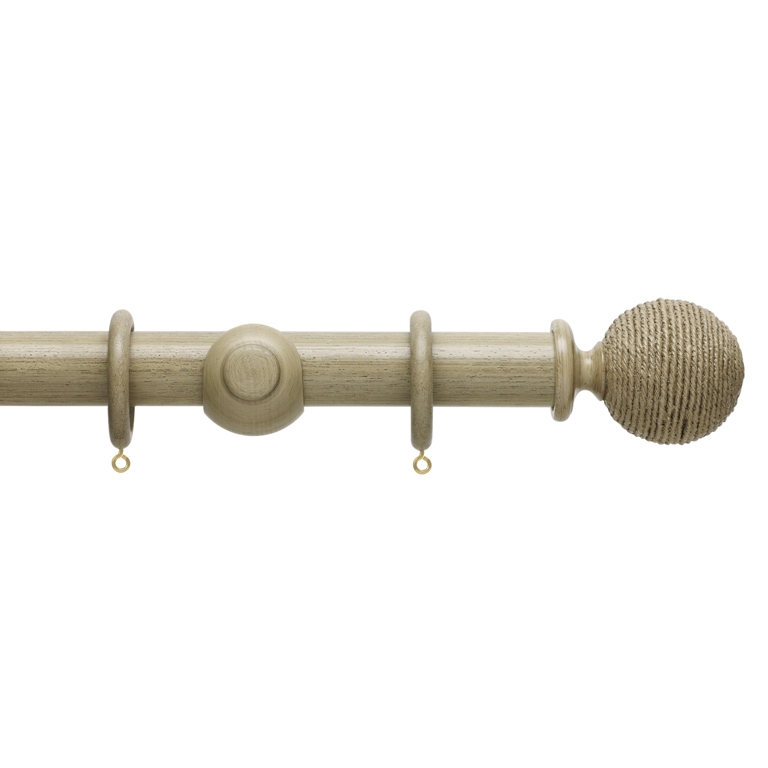 Hallis Origin Wooden Curtain Pole 35mm Millstone with Twine Finial